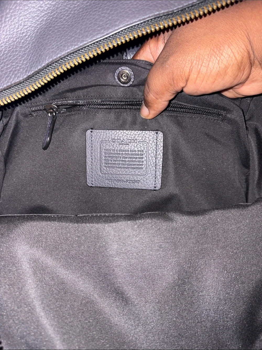 Coach Men's Backpack in Dark Gray with Gold Hardware